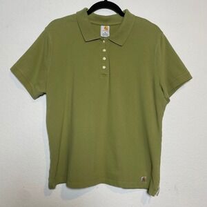 Carhartt Green Rugby Polo Womens XL Workwear‎ Casual Utility Preppy Minimalist